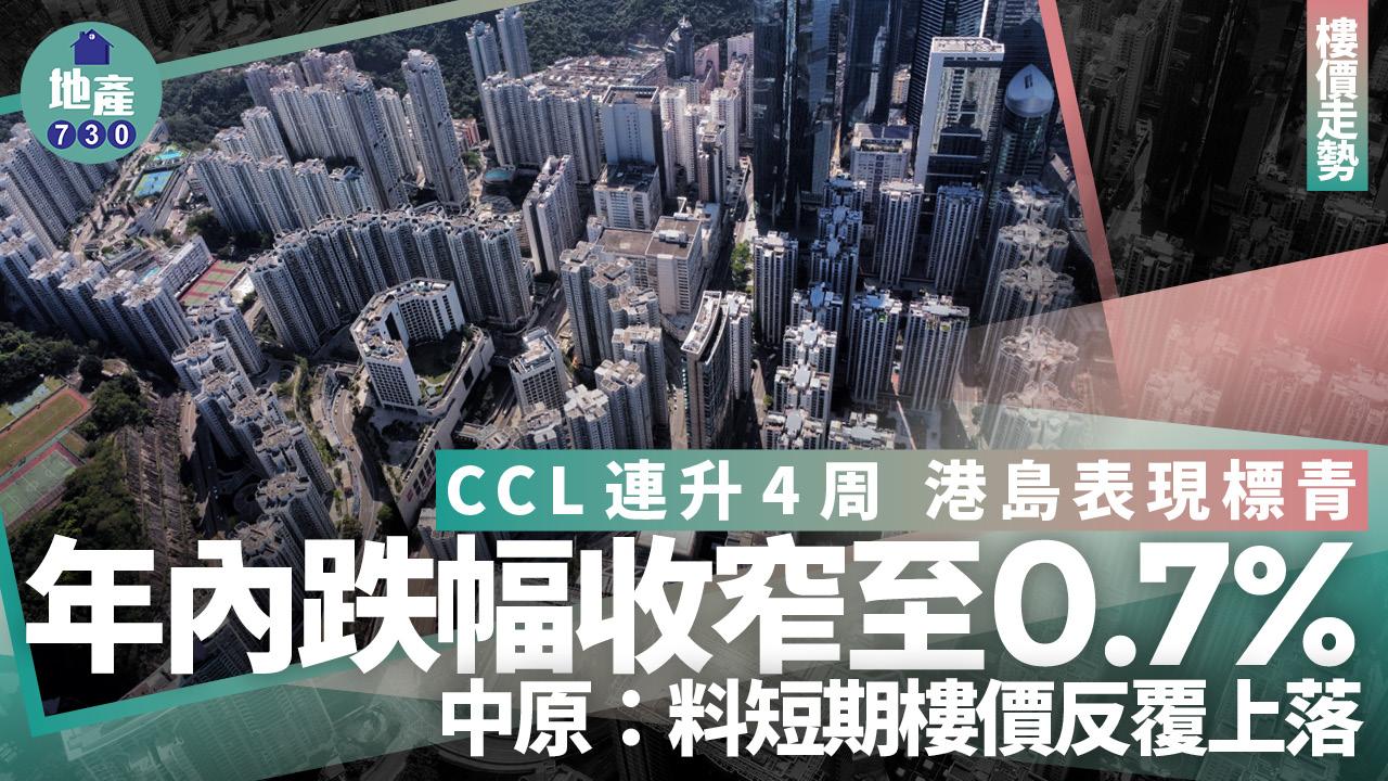 CCL連升4周 年內跌幅收窄至0.7% 中原:料短期樓價反覆上落|樓價走勢