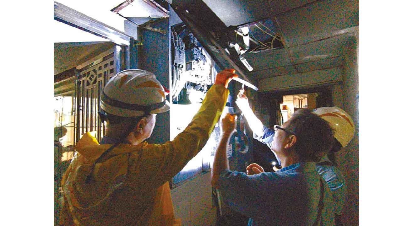 仁安大廈電錶房疑電線短路起火,經搶修後仍有部分住戶停電。(馬軼超議員 FB)