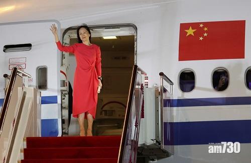 華為前財務長孟晚舟曾於2018年在加拿大被拘留近3年,直至2021年獲釋返回中國。(資料圖片)