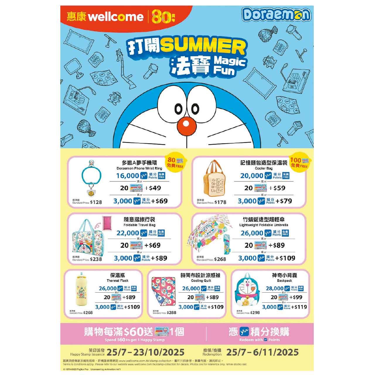 惠康新一期笑印活動登場 換購多啦A夢夏日法寶 yuu會員優先預購