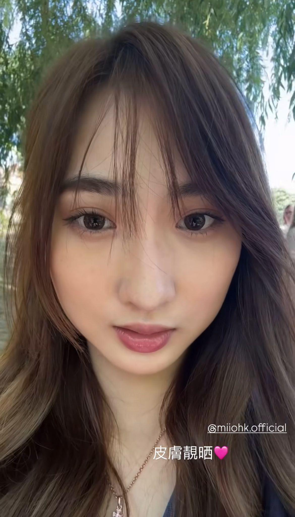 Yumi昨日在IG在限時動態貼出大特寫自拍靚樣。