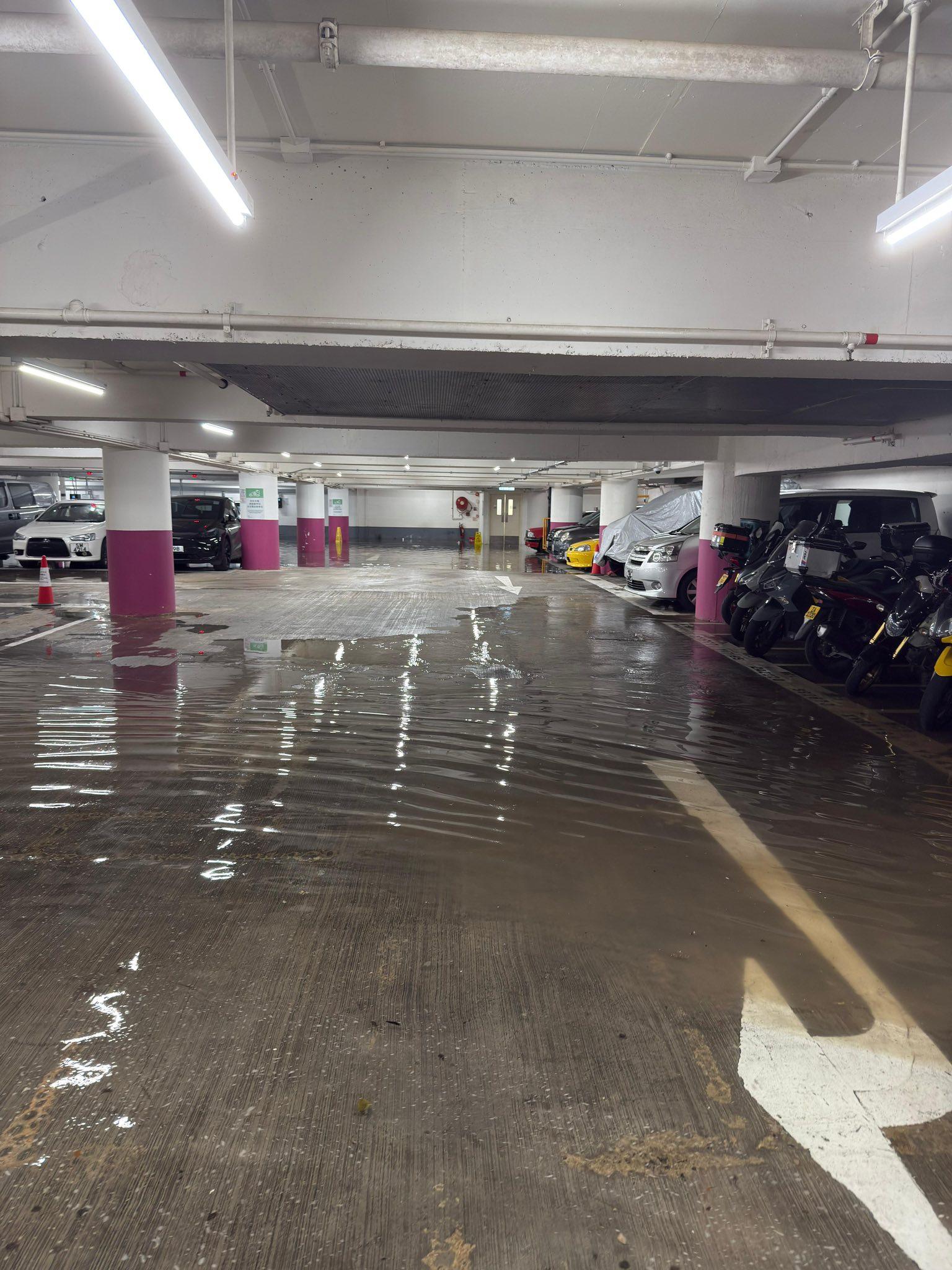 黑雨|柴灣環翠邨停車場水浸(網上圖片)