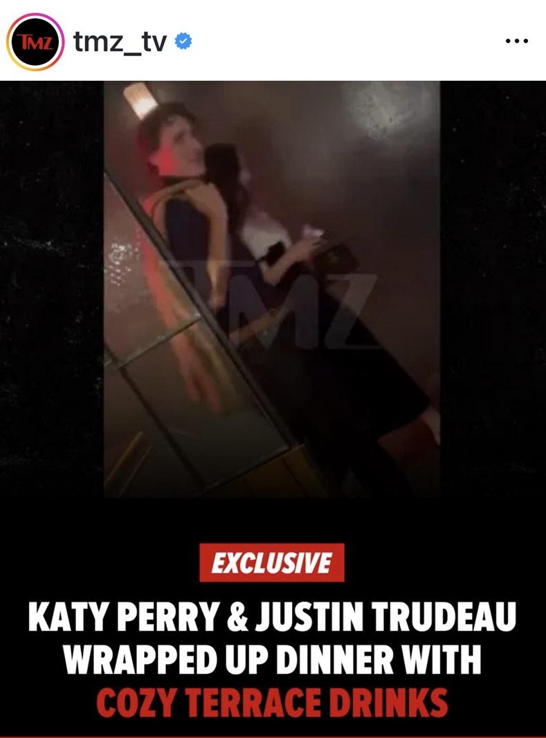 美媒TMZ拍到杜魯多與Katy約會。