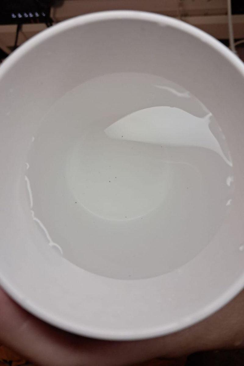 嘉亨灣食水懷疑出現黑點。(網民Julian Kim@FB群組「筲箕灣西灣河關注組」)