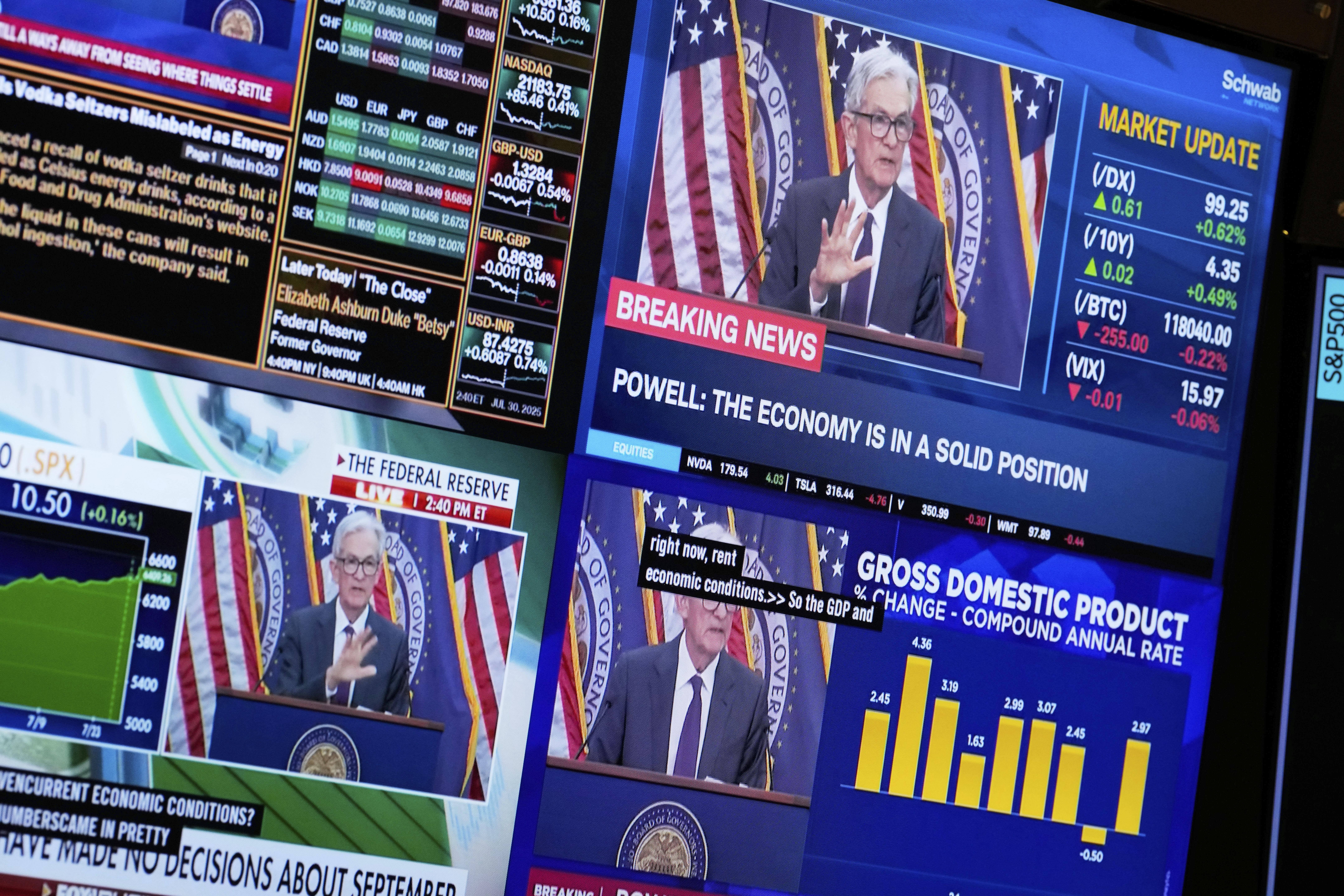 鮑威爾表示,聯儲局尚未就9月的減息政策作任何決定。(AP)