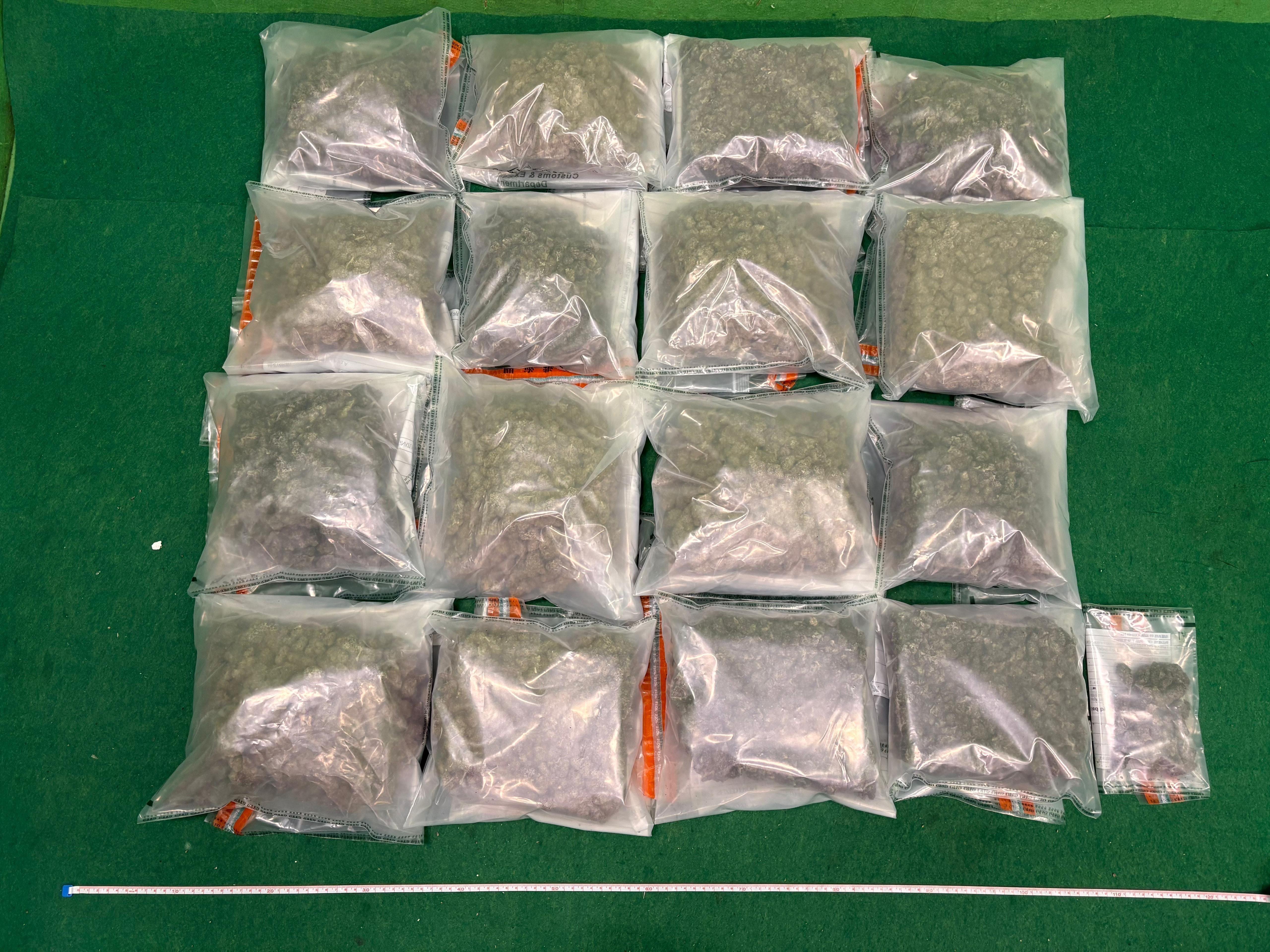 圖示檢獲的懷疑大麻花。(政府新聞處)