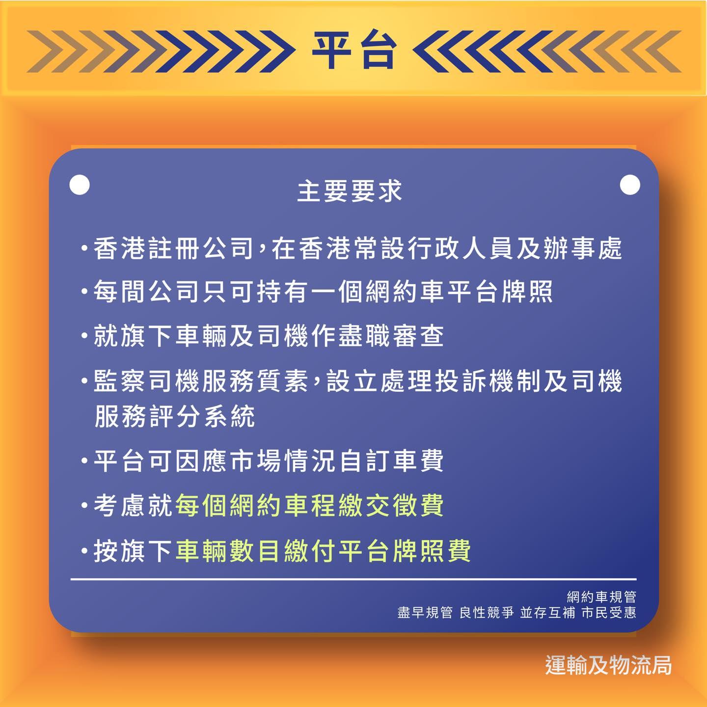 網約車規管|主要要求(運輸及物流局)