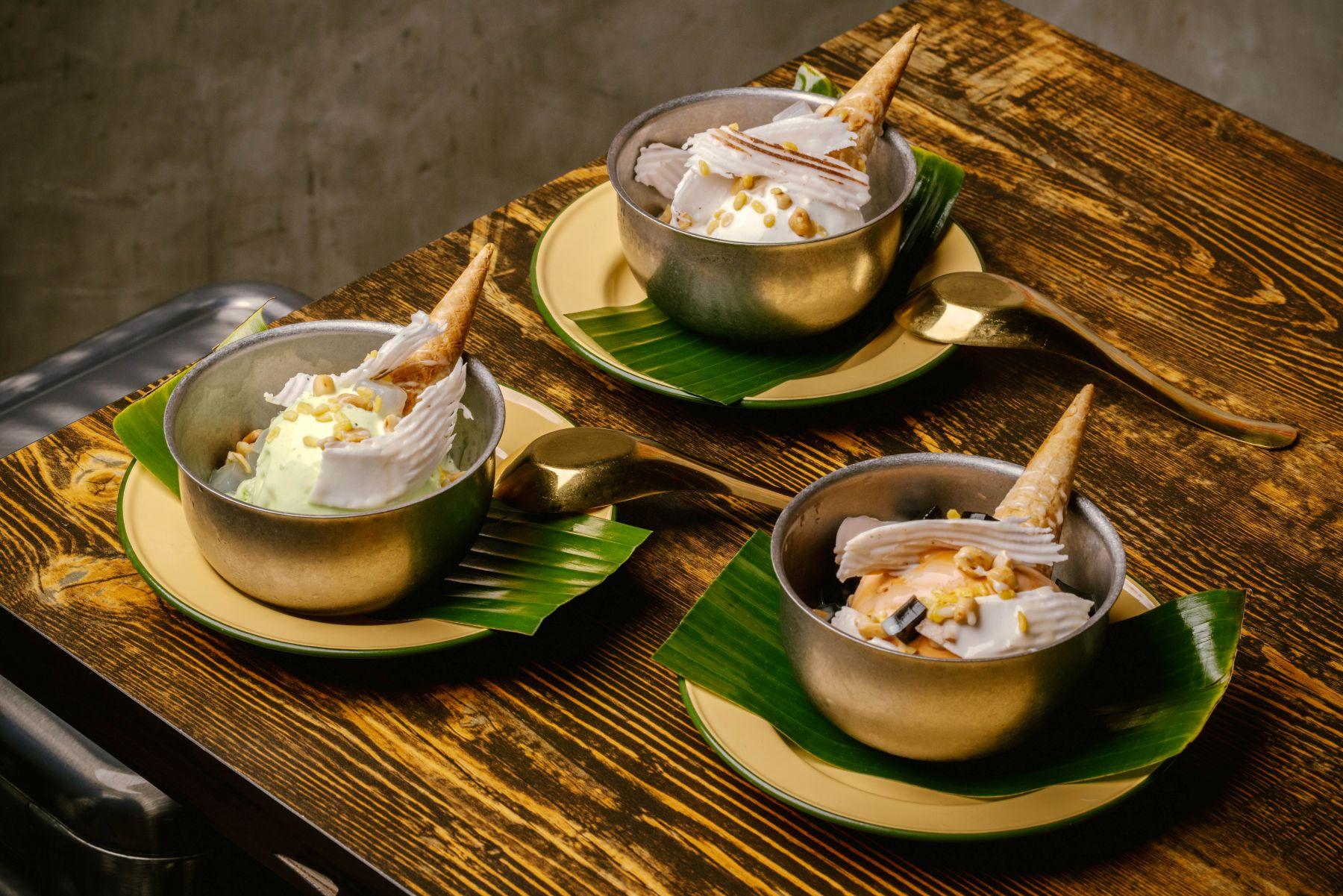 泰式椰子、泰式奶茶、班蘭雪糕(各$58)