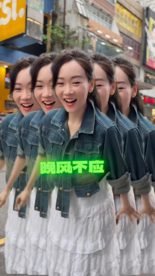 楊思琦旺角街頭興奮拍片大跳騎呢舞。