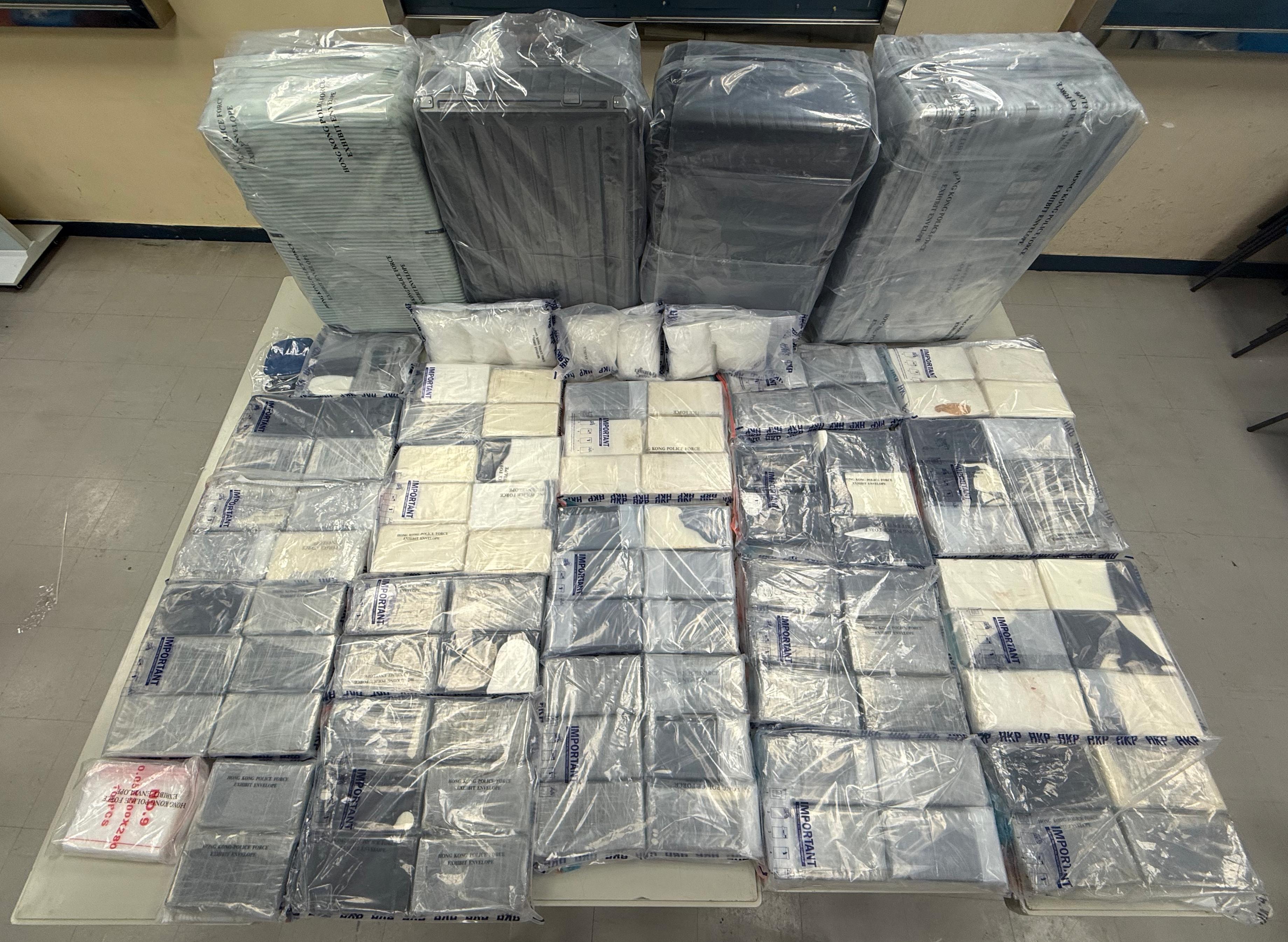 警尖沙咀檢逾8000萬元K仔可卡因,35歲牙買加漢被捕。(警方圖片)