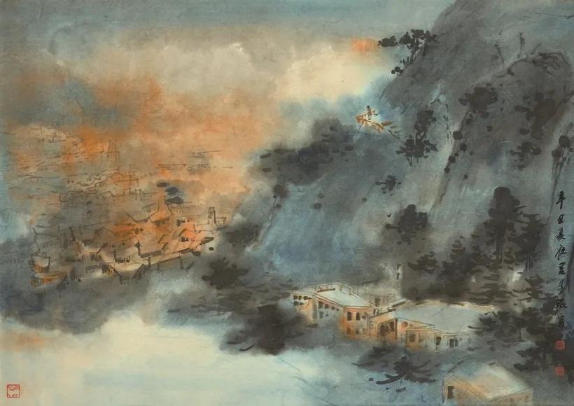 M+的展覽介紹中形容,新中國成立後,廣東藝術家透過政治宣傳畫與社會主義現實主義建構國家形象,而香港藝術家則繼續力求與國際潮流接軌。圖為香港畫家呂壽琨1961年創作的《夏夜》。(圖片來源:M+博物館/香港梅潔樓)