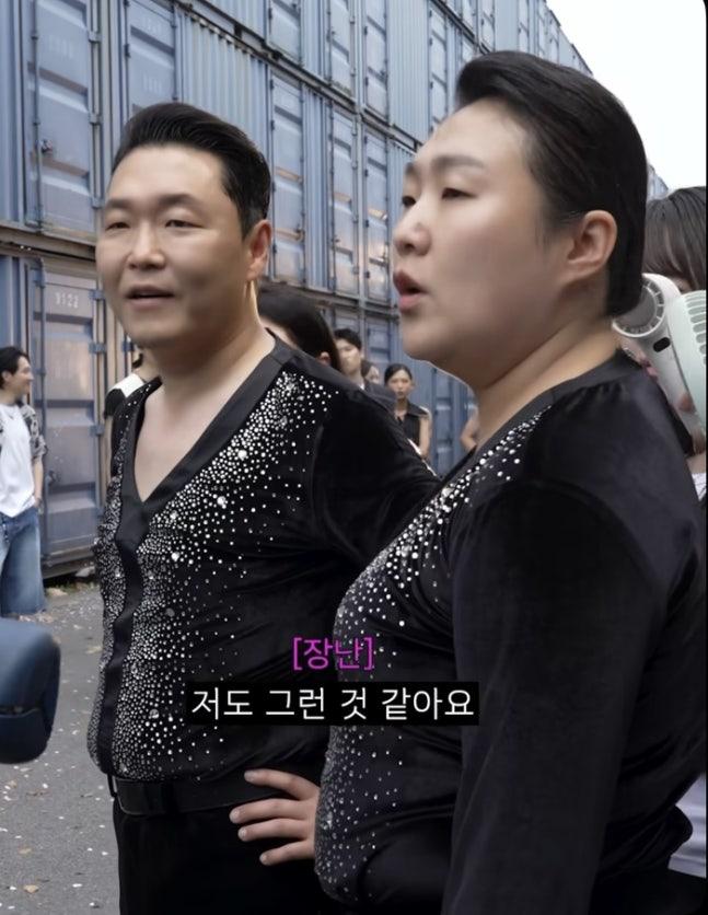 Psy一見李秀智時,自己都驚訝起來。