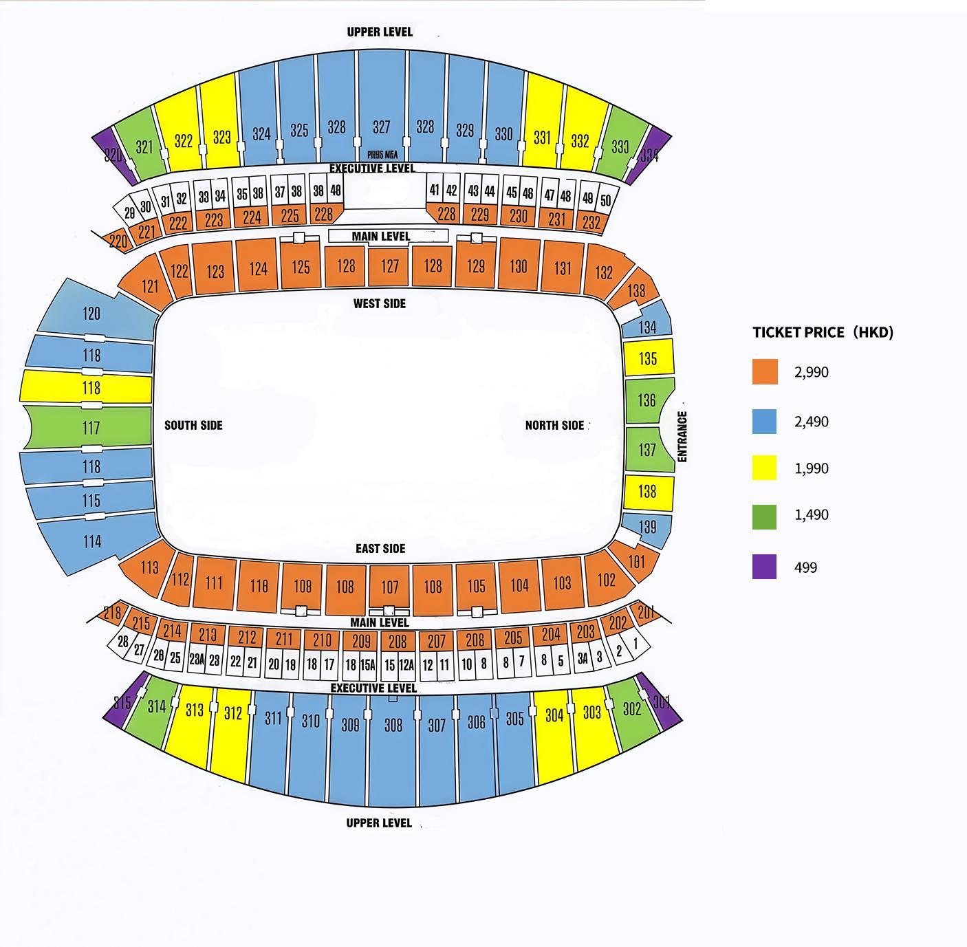 「沙特超級盃中國香港站」座位表。