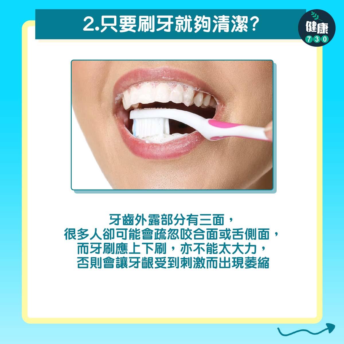 了解刷牙6個迷思|只要刷牙就夠清潔?(am730製圖)