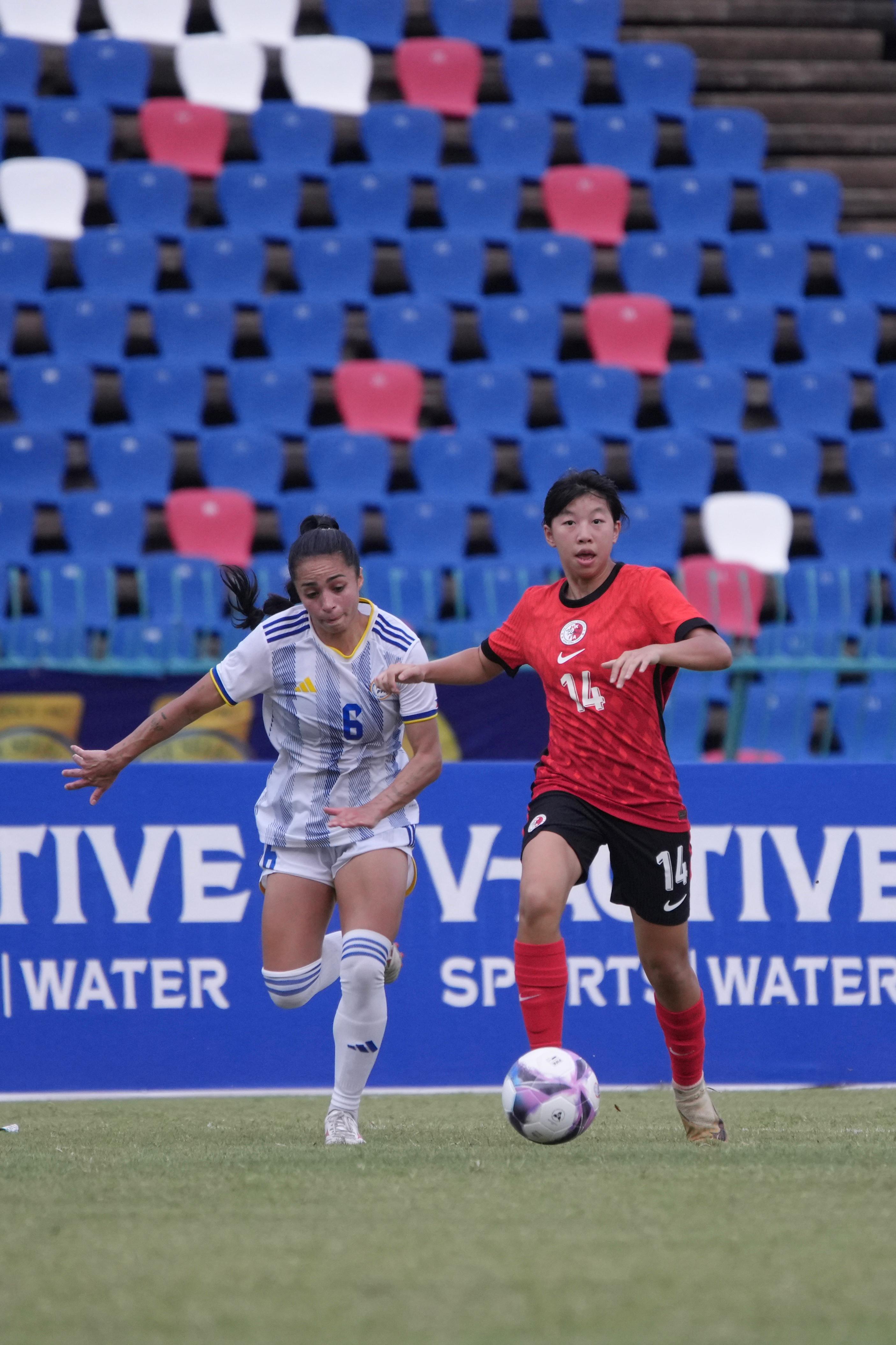 香港女足0:1不敵菲律賓。(香港足總圖片)