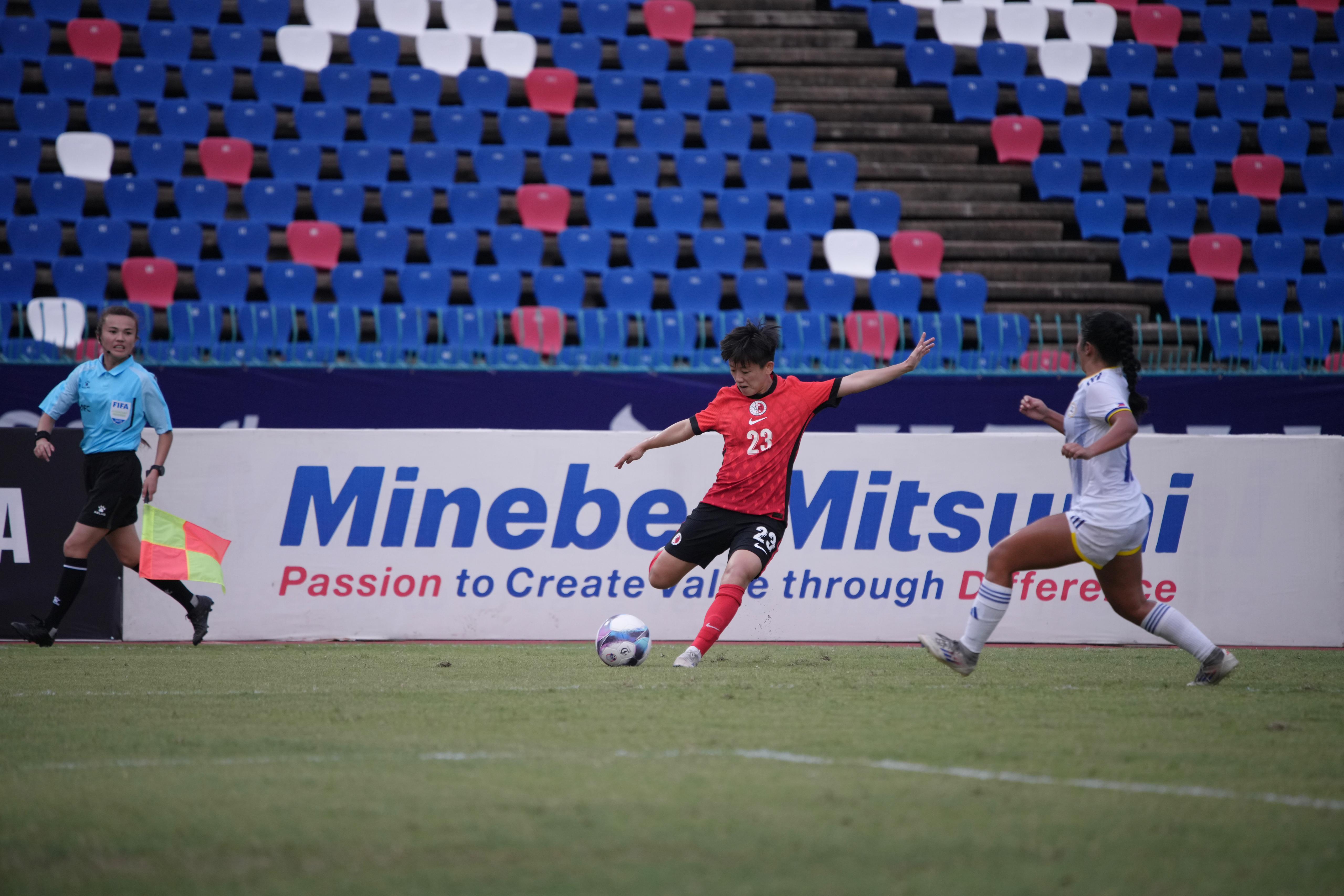 香港女足0:1不敵菲律賓。(香港足總圖片)