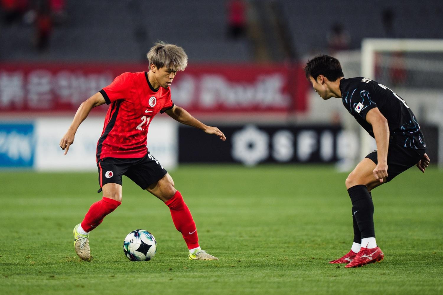 香港0:2不敵南韓。(香港足總圖片)