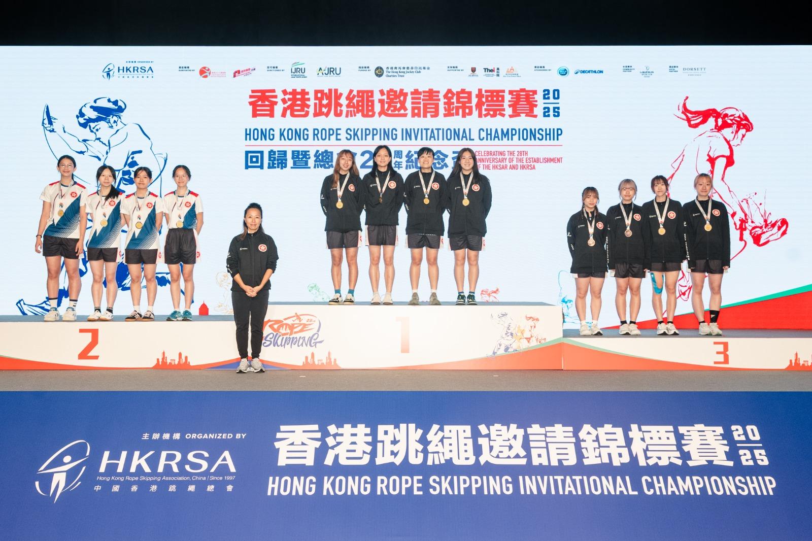 女子交互繩四人速度跳接力,殷翠珊、陳曉琳、陳紀靜、尹靖荷