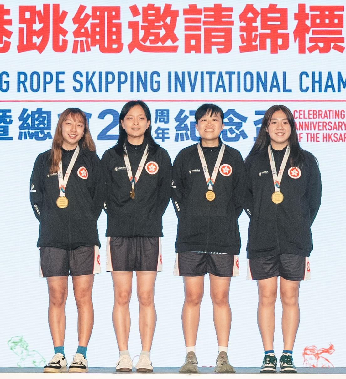 交互繩四人速度跳接力女子組殷翠珊、陳曉琳、陳紀靜、尹靖荷
