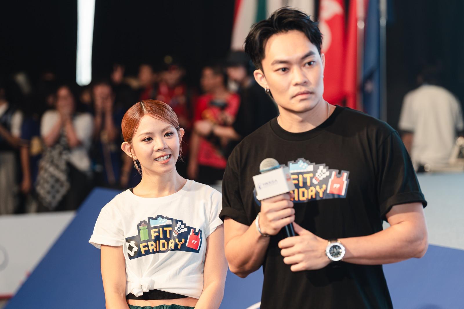Fit Friday星級揭幕戰,藝人暨前港隊棒球手胡子彤 (Tony)與Collar成員Gao(沈貞巧)擔任嘉賓。