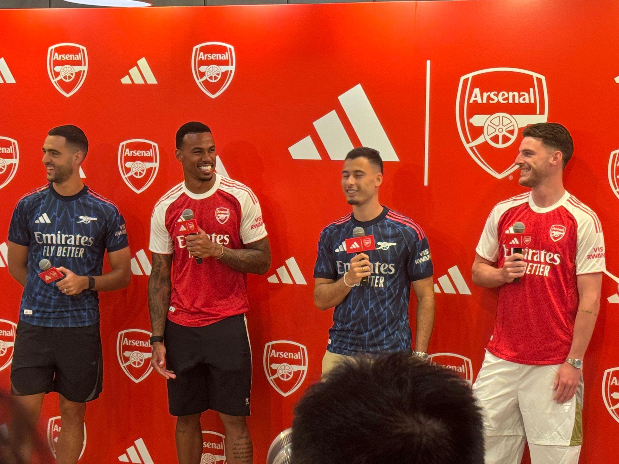 阿仙奴訪港|迪格蘭賴斯(Declan Rice)、加比爾馬天尼利 (Gabriel Martinelli)、 米基爾馬連奴(Mikel Merino)及加比爾馬加希斯(Gabriel Magalhaes)大受歡迎。