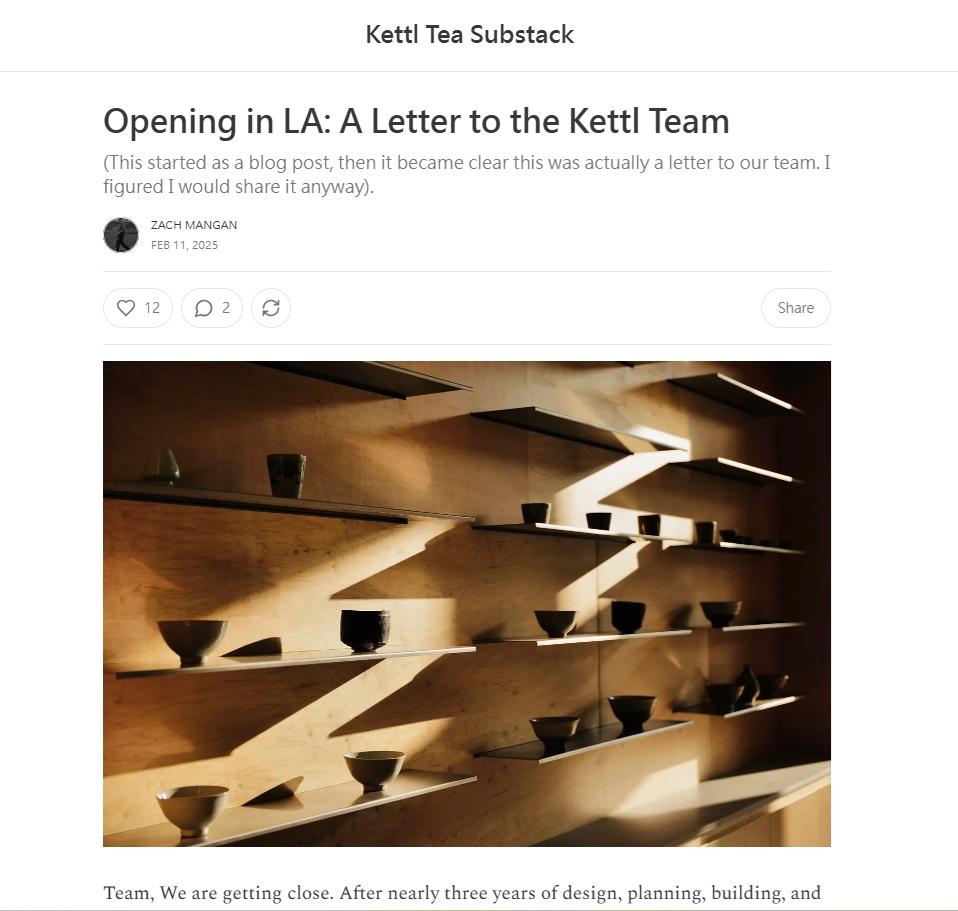 曼根致Kettl Tea團隊的信。(互聯網)