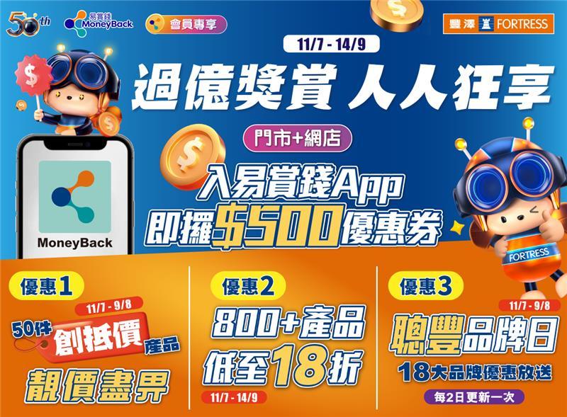 豐澤向易賞錢App會員免費派發$500優惠券,總值過億。