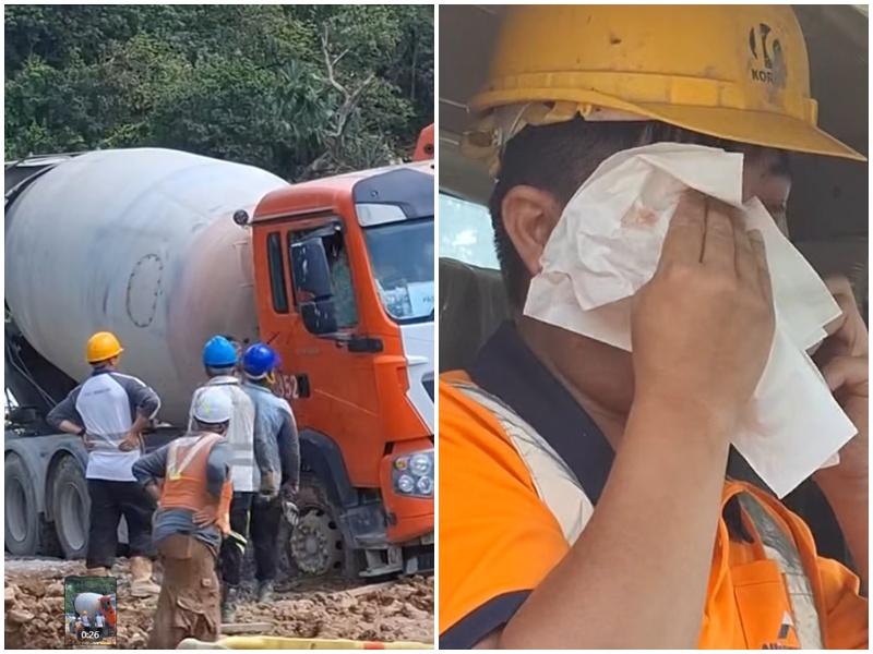 薄扶林工地泊車起爭執,46歲男工砸車窗濺傷司機眼鼻被捕。(車cam L(香港群組))
