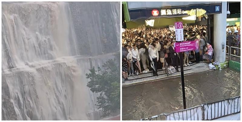 天文台今日(29日)早上8時05分發出黃色暴雨警告信號,並於8時40分改發紅雨,至9時10分改發今年首個黑雨。暴雨期間,社交平台流傳多段片段,拍攝到港島東多處有水浸等情況。