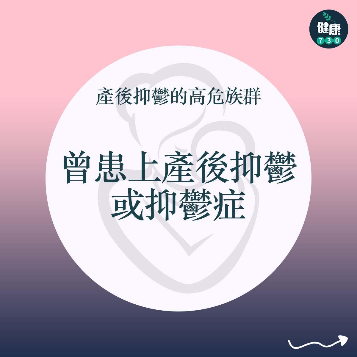 產後抑鬱的高危族群|曾患上產後抑鬱或抑鬱症(am730製圖)