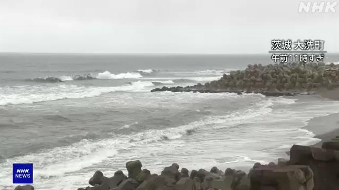 茨城縣大洗町海邊周一早上風浪大。(互聯網)