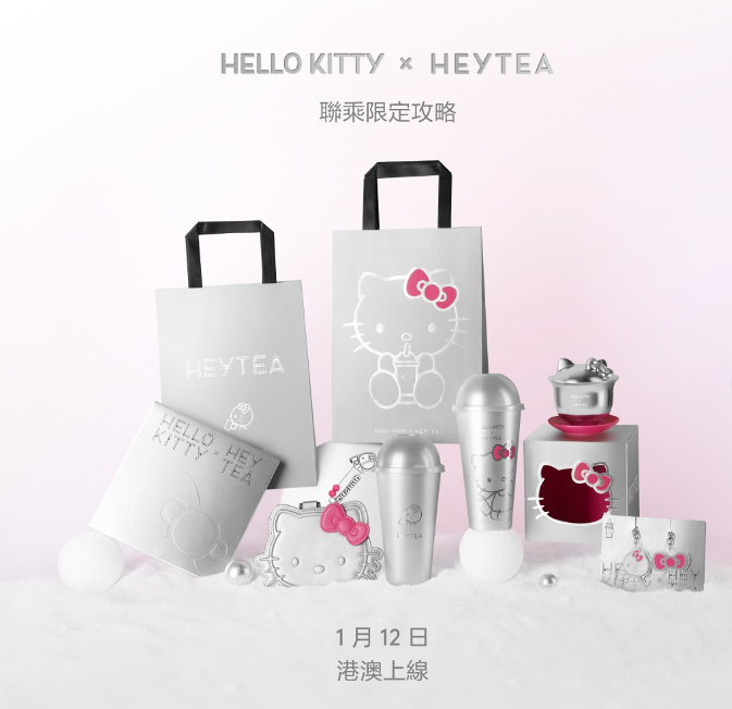 內地及香港喜茶早前同步推出Hello Kitty的聯乘活動。(喜茶IG圖片)