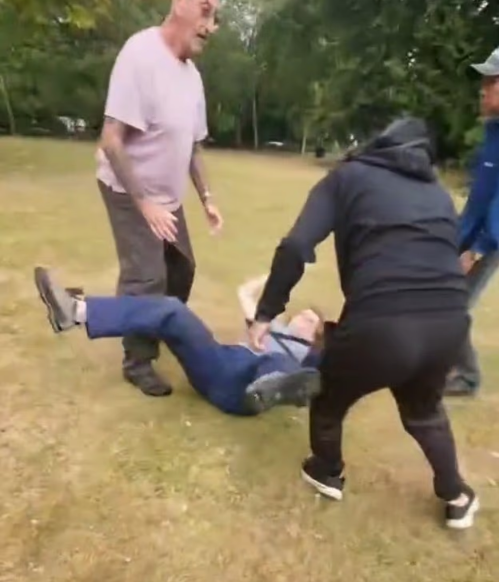 事主受襲及與涉事夫婦拉扯過程。(互聯網)