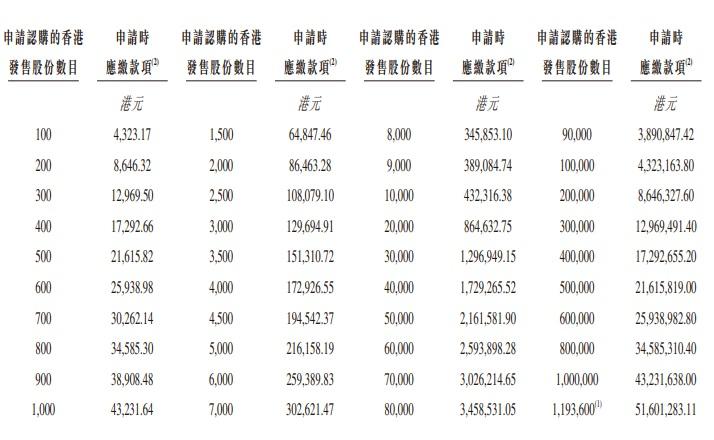 H股招股價每股不高於42.8元,一手100股計,入場費約4,323元。(招股書截圖)