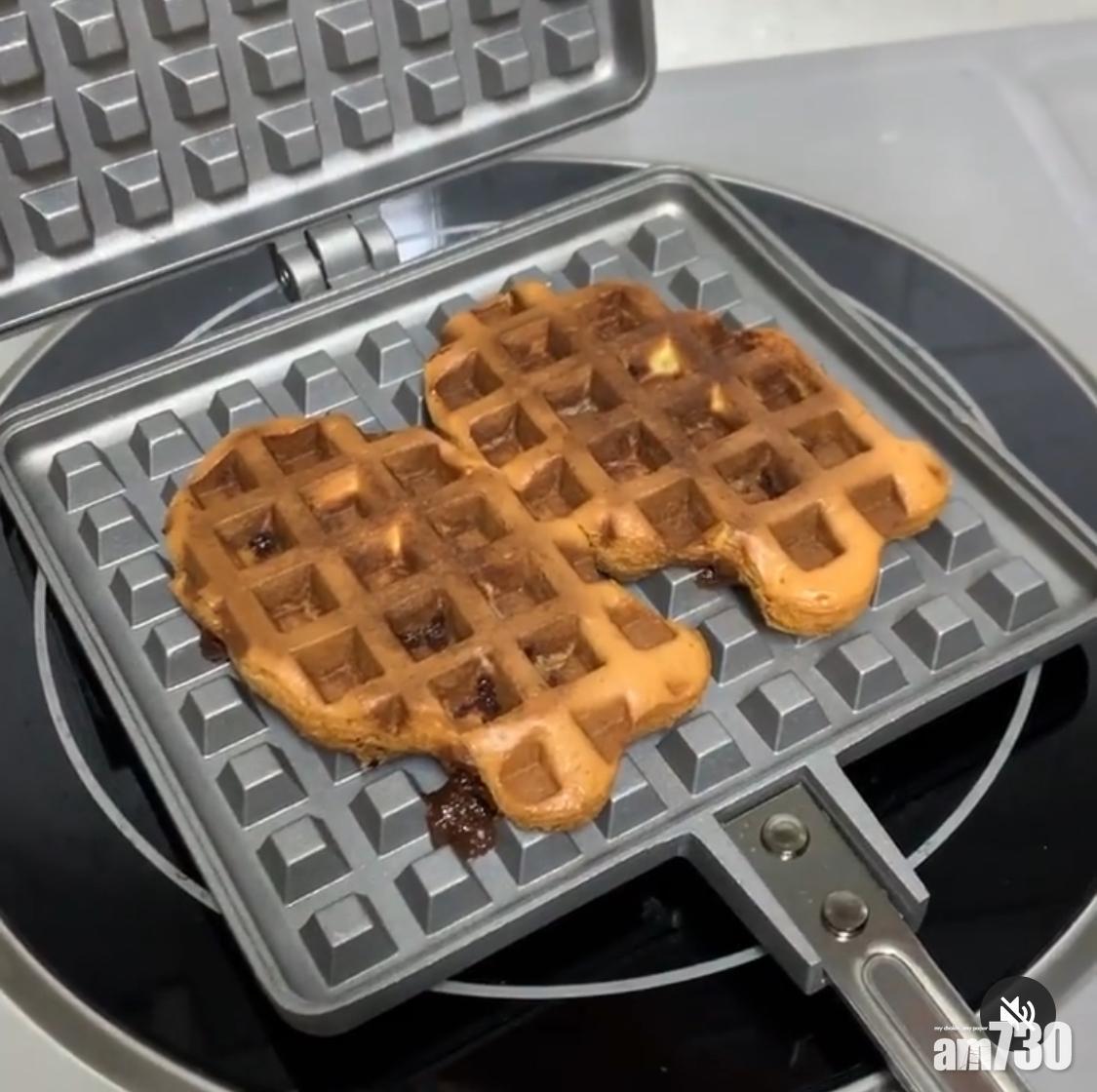 窩夫食譜︱經過熱壓的鯛魚燒已不見「魚」形。(Instagram@ydgddzzz___)