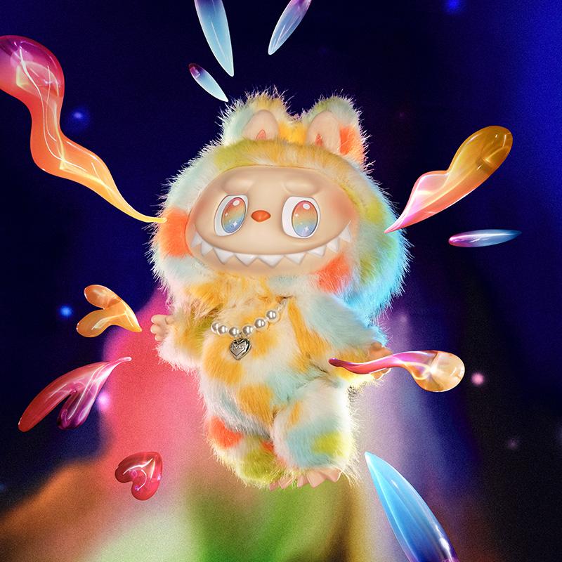 泡泡瑪特同時推出一款大型彩色LABUBU玩偶「THE MONSTERS前方高能Rock The Universe」。(官網截圖)