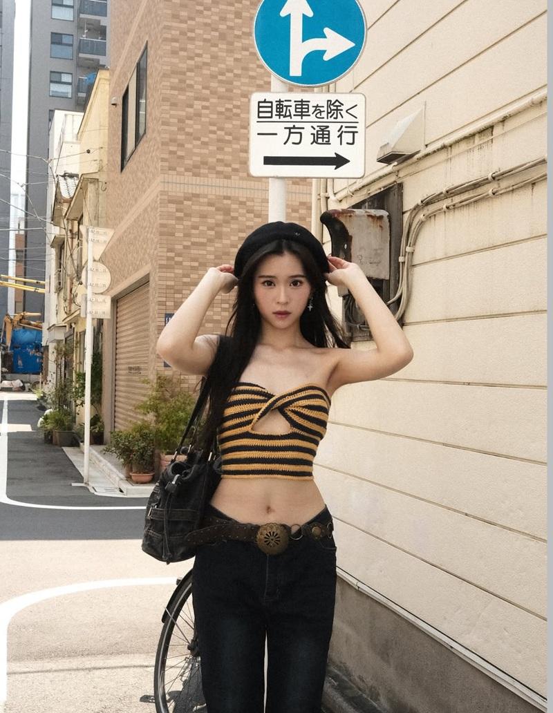 阿妹@Lolly Talk日本街頭穿自製性感背心