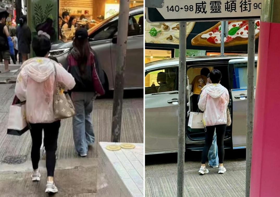 Angelababy與囝囝上周現身中環,行完街坐車離開。