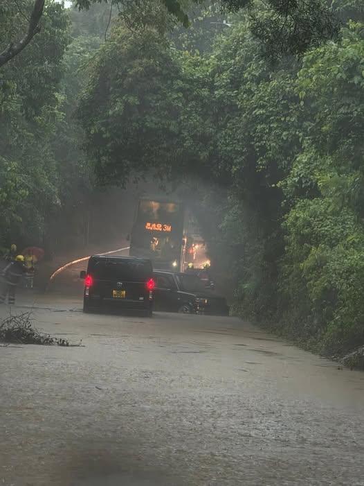 黑雨再次來襲,大嶼山亦出現多處水浸。(fb「車cam L(香港群組)」圖片)