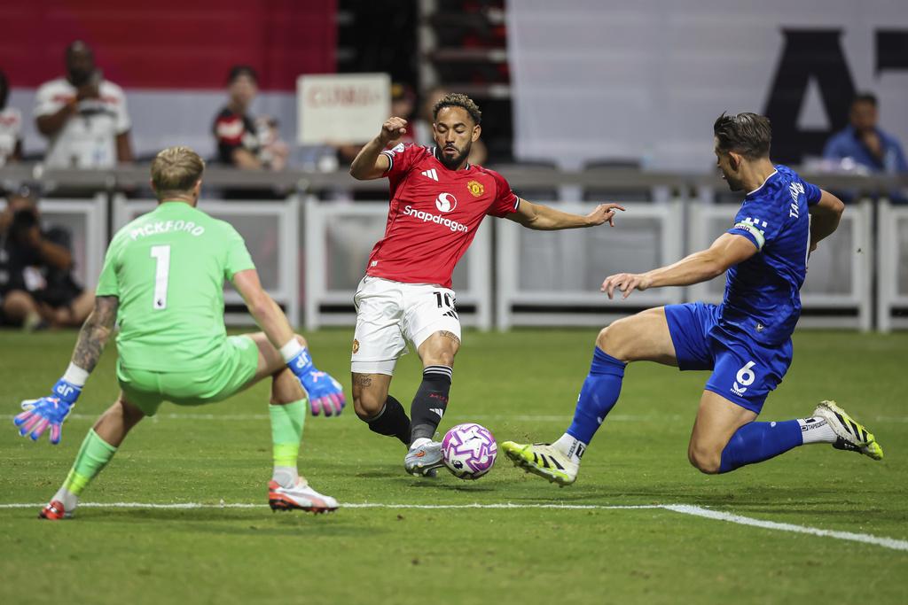 曼聯在夏季系列賽的最後一戰,以2:2賽和愛華頓。(美聯社)