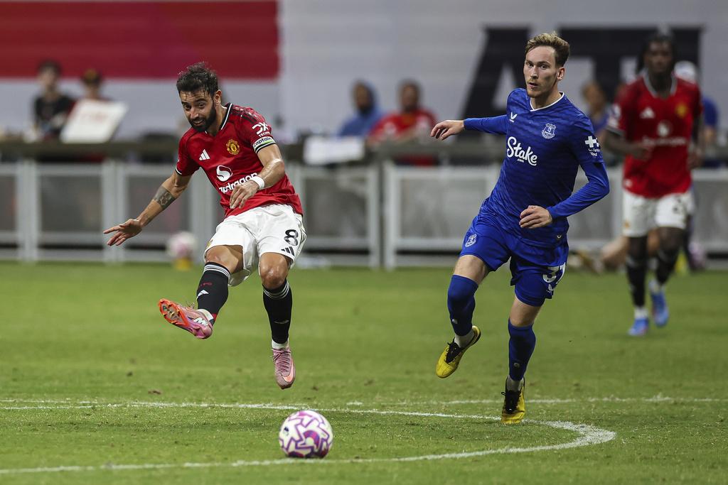 曼聯在夏季系列賽的最後一戰,以2:2賽和愛華頓。(美聯社)