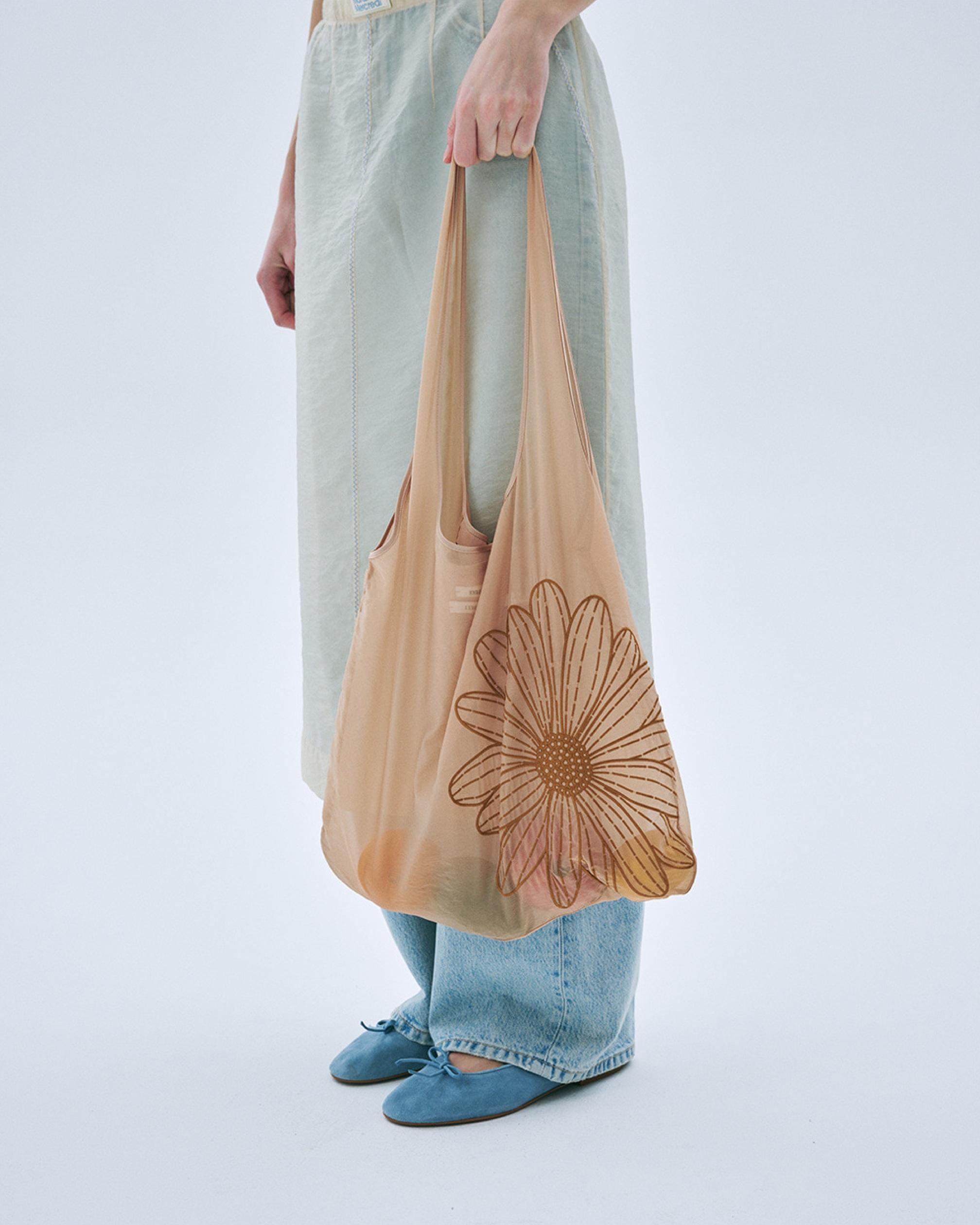 經典雛菊圖案透紗手提袋