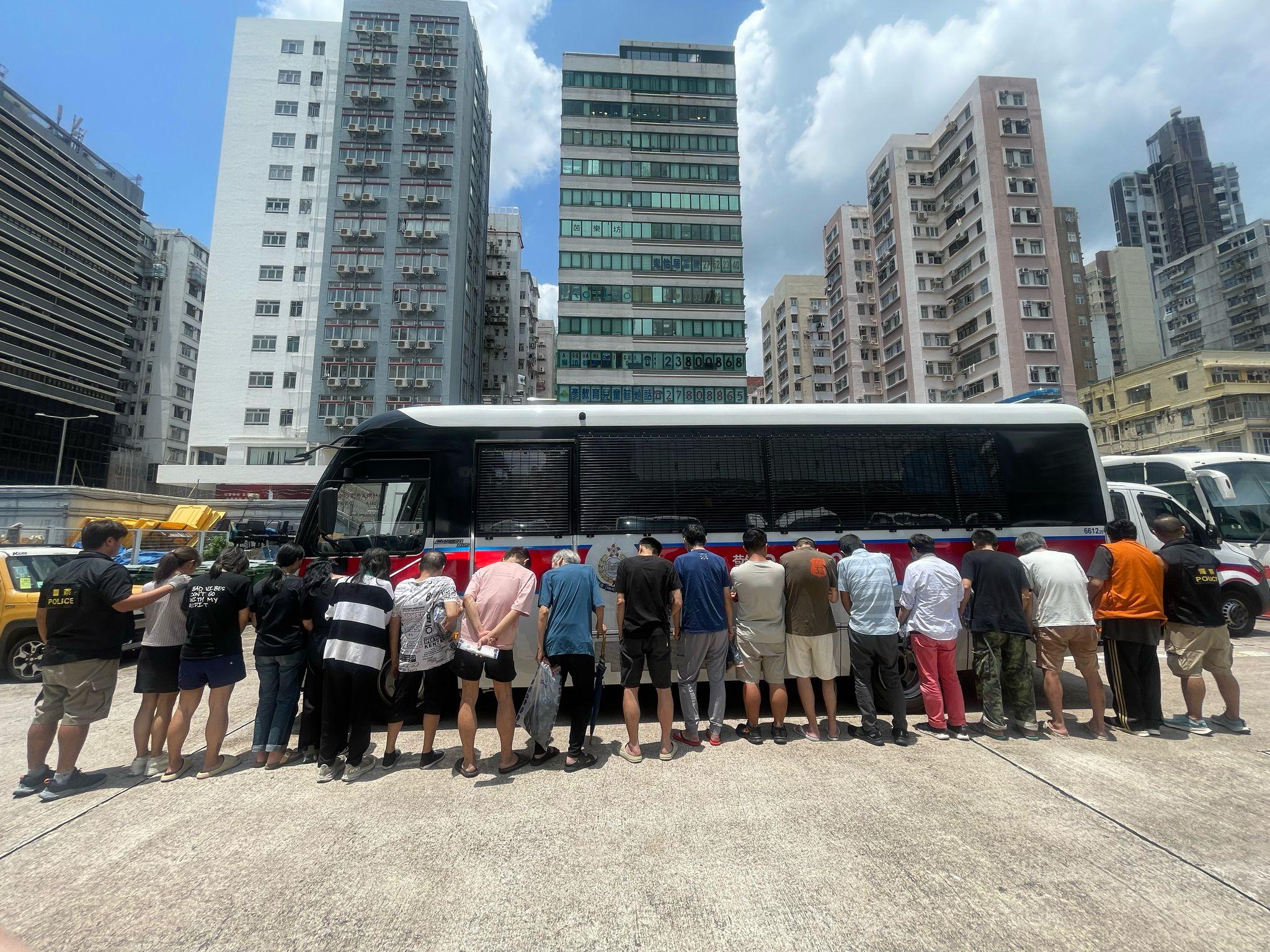 旺角單位變毒窟,警拘18人檢逾萬元海洛英冰毒。(警方圖片)