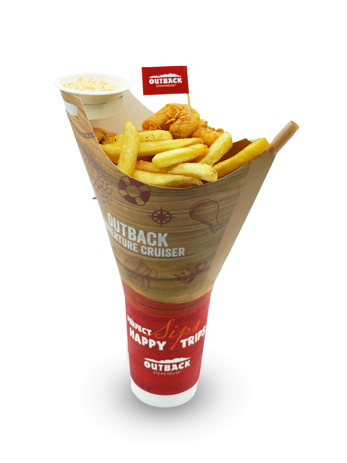 爆谷蝦配辣味蛋黃醬併薯條+沙冰$78