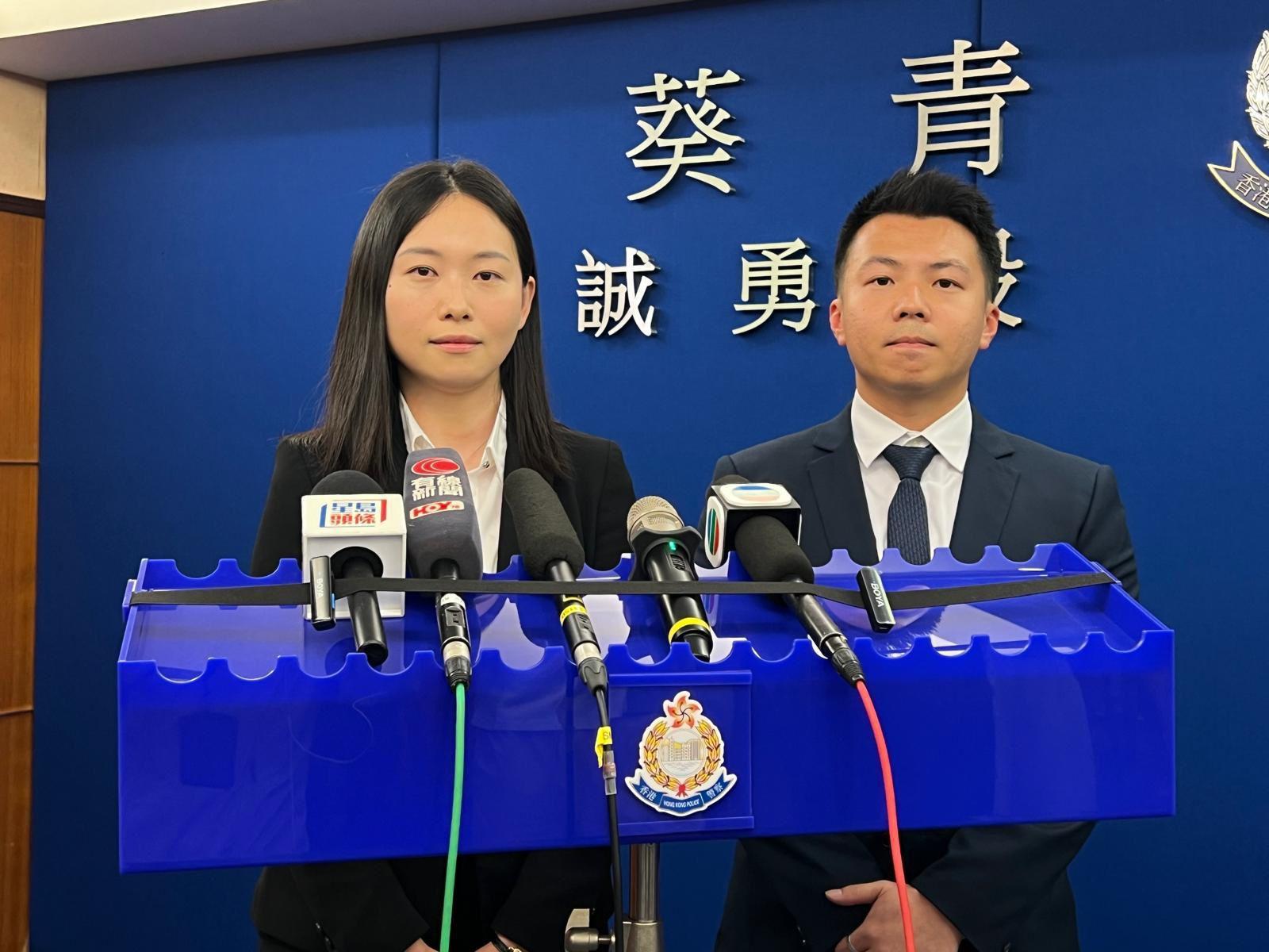 葵青警區重案組第二隊案件主管督察陳青及葵涌特遣隊主管高級督察梁鈞澔。