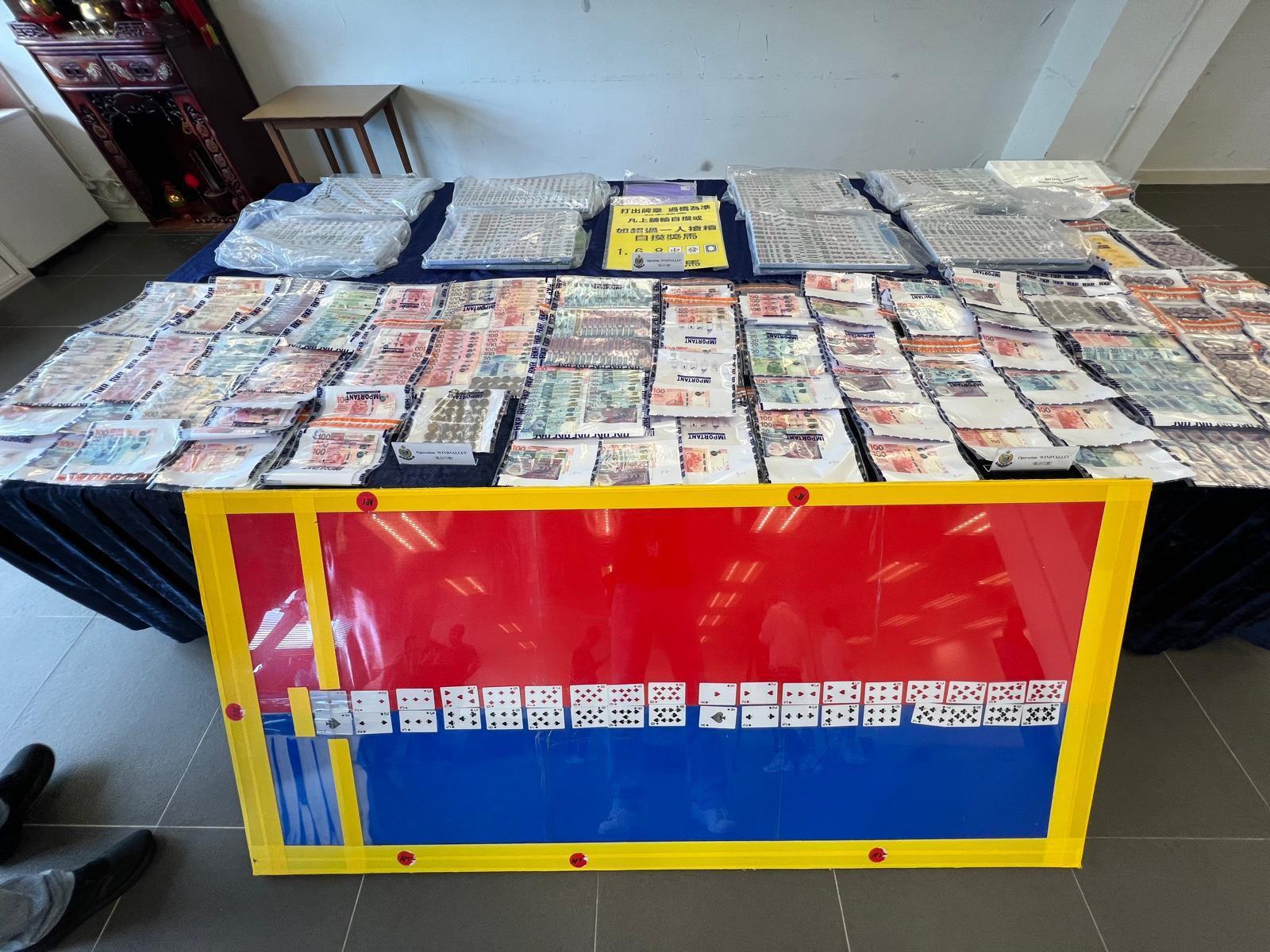 警方檢獲大量賭具。