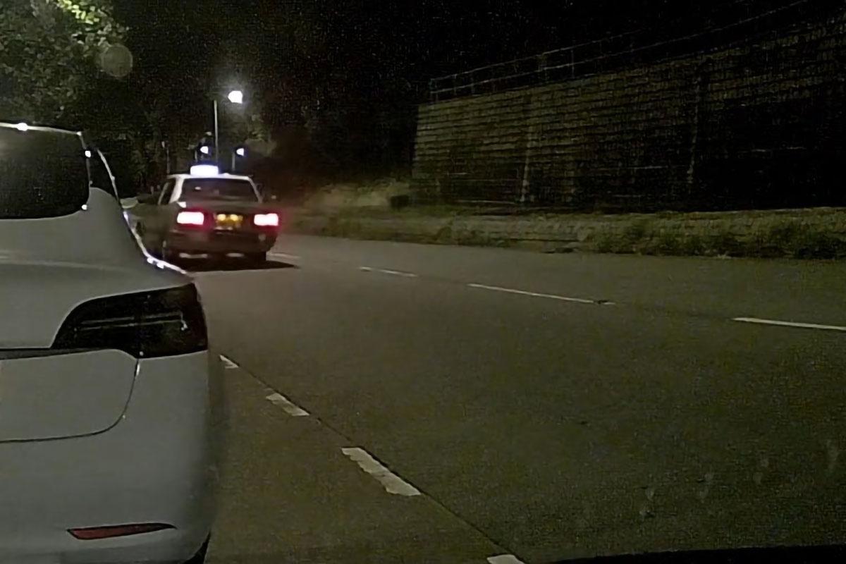 汀角路有野豬被新界的士撞倒並輾過。(網民Oscar Chan@FB群組「車cam L(香港群組)」)