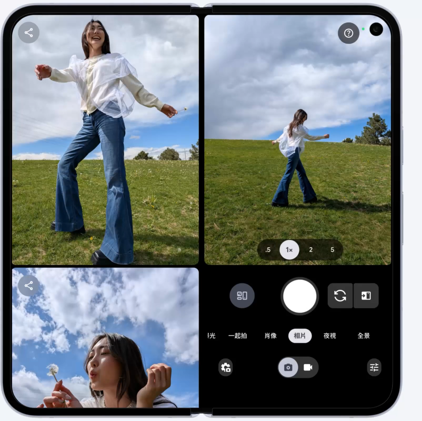 Google Pixel 10 Pro Fold的分割畫面有相機即時查看功能。
