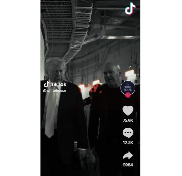 白宮TikTok帳戶@whitehouse首發影片畫面。(互聯網)