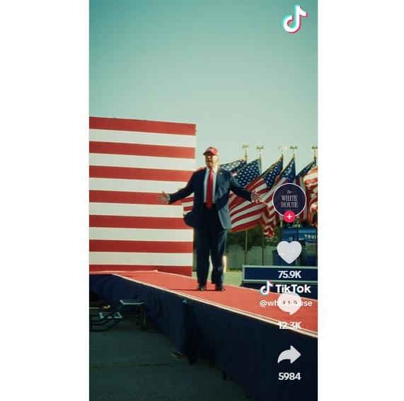 白宮TikTok帳戶@whitehouse首發影片畫面。(互聯網)